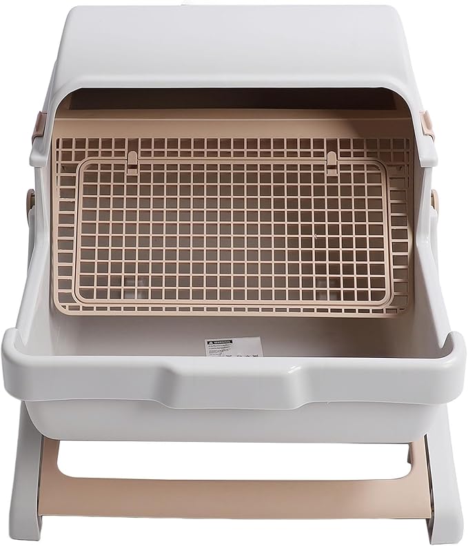 Focket Semi-Automatic Cat Box, Large Capacity Plastic Box with Odor Control for Multiple Cats