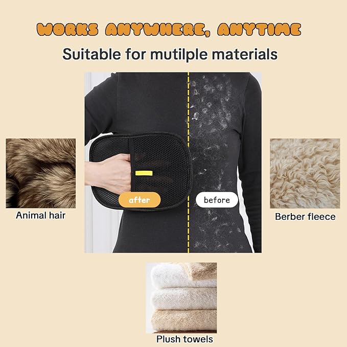 Pet Hair Removal Gloves for Cats & Dogs – Reusable Grooming Glove with Static Charge to Remove Fur from Furniture, Carpet, Car Seats & Clothes – Upgraded Pet Hair Remover Mitt(1PCS)