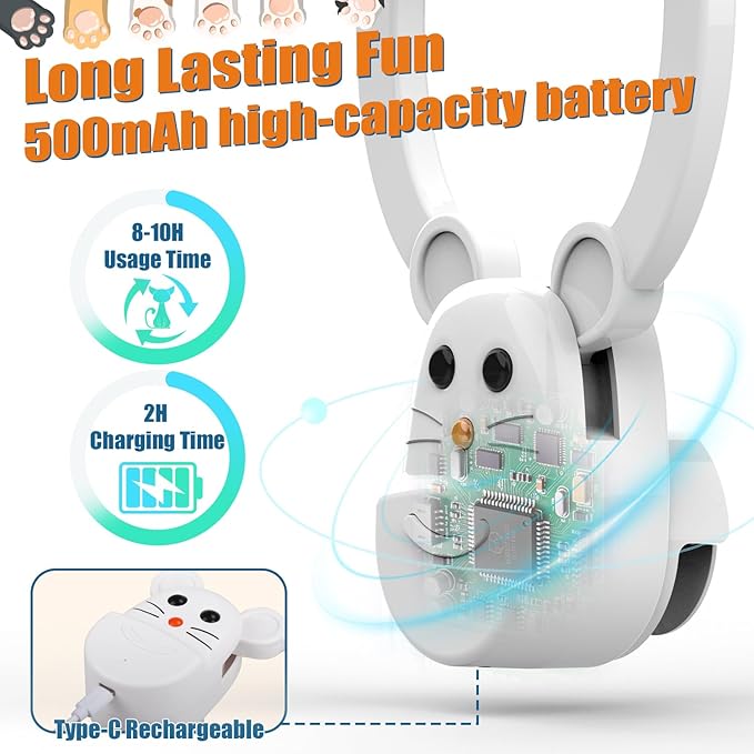 Interactive Cat Toys for Indoor Cats, Automatic Flying Bird Feather Wand Toy for Chase Exercise Enrichment, Rechargeable Durable Safe Hanging Cat Toy for Bored Kittens & Adult Cats