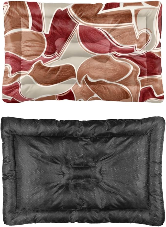 Brown Abstract Patterns Dog Bed Chew Proof Crate Mat Corner Dog Bed Abstract Floral Colors Rectangle Cat Non- Slip Bottom Friendly Furniture Multi- Scenario, Multi- Model Cat Pad Gift Printed Mats