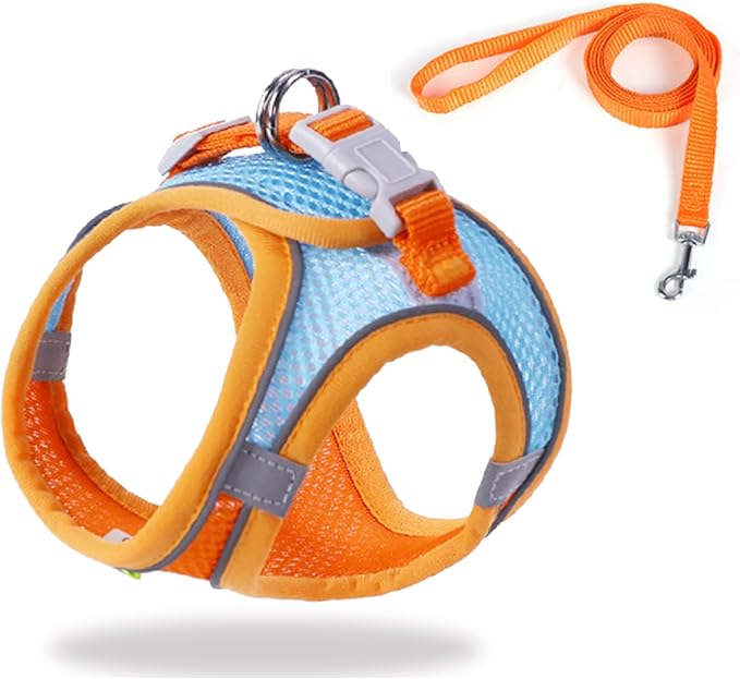 Cat Harness and Leash Set Soft Adjustable Escape Proof Cat Leash Breathable Comfortable Vest Easy to Wear Kitten/Small Dogs Harness for Outdoor Walking