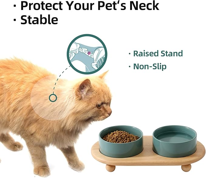 Havniva Raised Cat Bowls Water Bowl 5.1” Elevated Ceramic Cat Food and Water Bowl Whisker Friendly Pet Food Bowls for Indoor Cats, Wide Cat Water Dish Prevent Whisker Fatigue Non Slip Cat Feeder