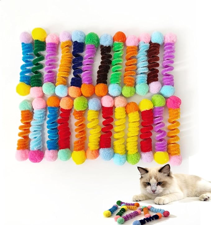 IUHKBH Fabric Cat Spring, 22 PCS Vibrant Spiral Cat Coil Interactive Cat Toys for All-Age Kitties Boredom Relief & Exercise
