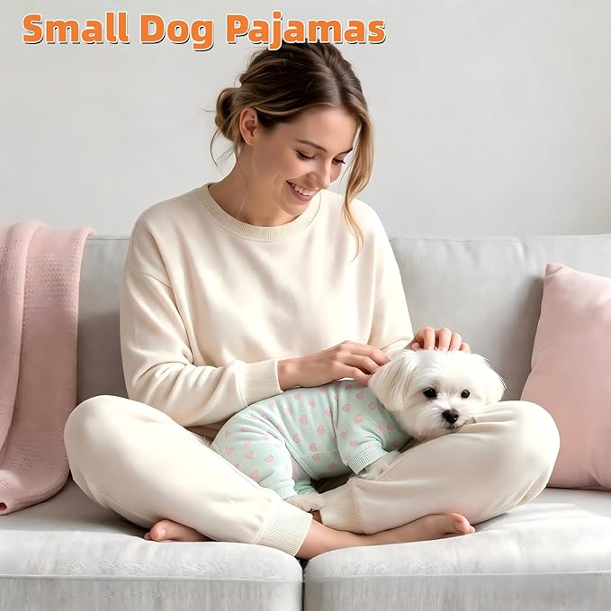 Dog Pajamas Polyester Dog Pajama Cozy Dog Pjs Soft Dog Onesie Pajamas for Dogs Stretchy Dog Pajamas Dog Clothes with Heart Pattern, XXX-Large