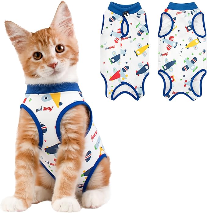 Coppthinktu Cat Recovery Suit Female, Breathable Cat Onesie After Surgery Female for Abdominal Wounds or Skin Diseases, Surgery Recovery Suit Kitten Surgical Onesie After Spay Wear Anti Licking