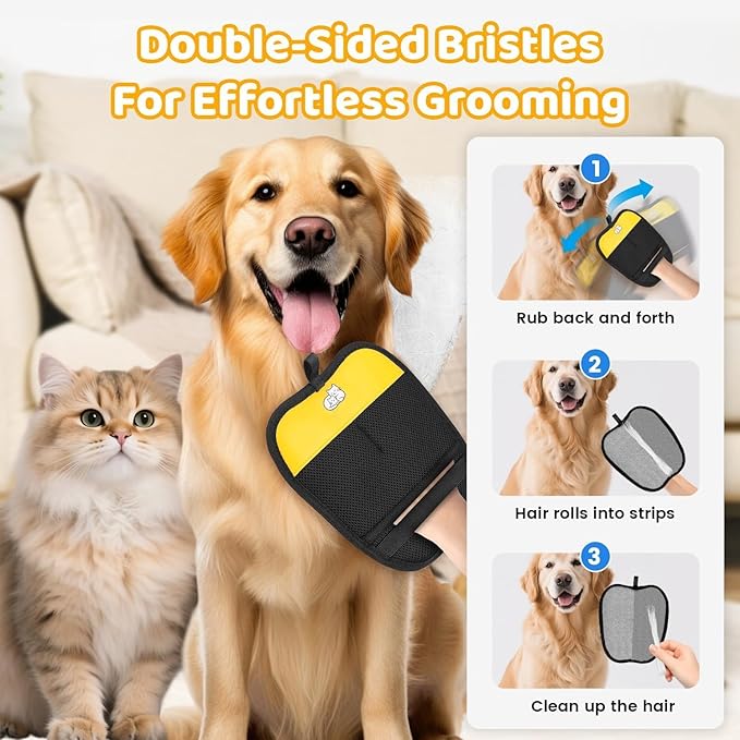 Pet Hair Removal Glove for Dogs & Cats, Newly Upgraded Reusable Electrostatic Pet Hair Remover Glove, Pet Hair Remover Mitt Tool for Couch, Furniture, Bed, Clothing, Carpet, Car Seat