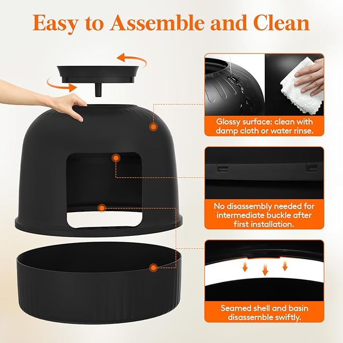 Lifewit Cat Litter Box, Hidden Enclosure Litter Tray with Odor Control & Carbon Filter in Living Room, Bedroom, Corner with Faux Plant& Stainsteel Scoop, 48 x 120 cm/19x47, Black