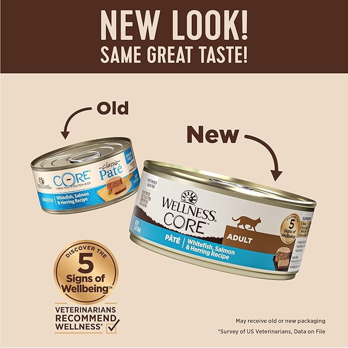 Wellness CORE Salmon, Whitefish and Herring Recipe Cat Food (Pack of 24, 5.5-Ounce Cans)