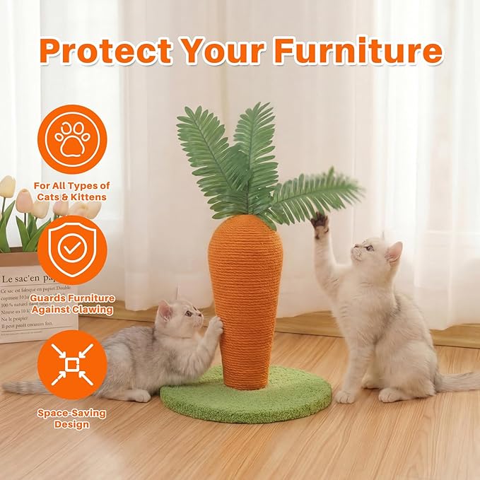 Carrot Shaped Cat Scratching Post – Perfect for Small Cats – Multi-Functional Toy for Scratching, Sleeping, and Play – Durable, Non-Toxic Material – Ideal for Kittens – Safe, Interactive Pet Fun