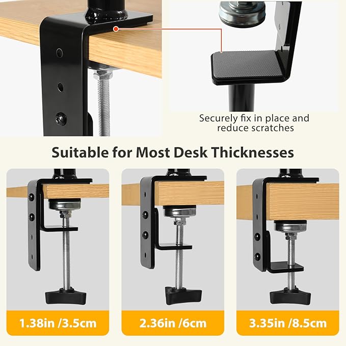 Sunhoo Cat Desk Bed 360° Rotating Height Adjustable Desktop Mount Hammock Kitten Perch Easy Setup Kitty Nest Table Clamp-on Attachment for Indoor Cats Washable 17" Diameter Hold Up to 40lbs（Grey）