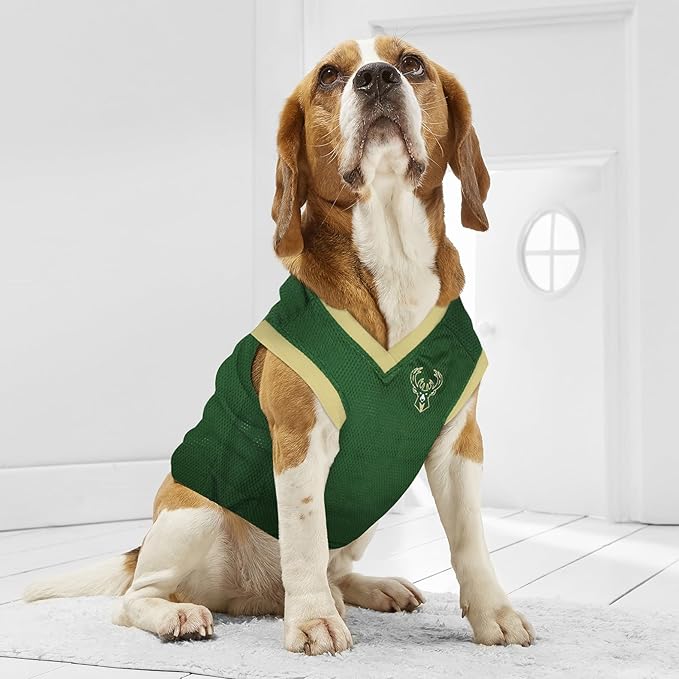 Pets First NBA MILWAUKEE BUCKS DOG Jersey, Large - Tank Top Basketball Pet Jersey