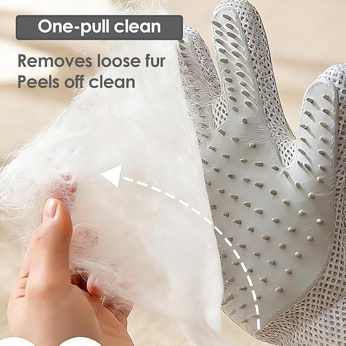2PCS Double-Sided Pet Hair Remover Gloves - Reusable Gentle Shedding Brushes for Dogs, Cats & Horses with Long and Short Hair, Carpet Rake for Carpet, Couch, Furniture, Car Interior