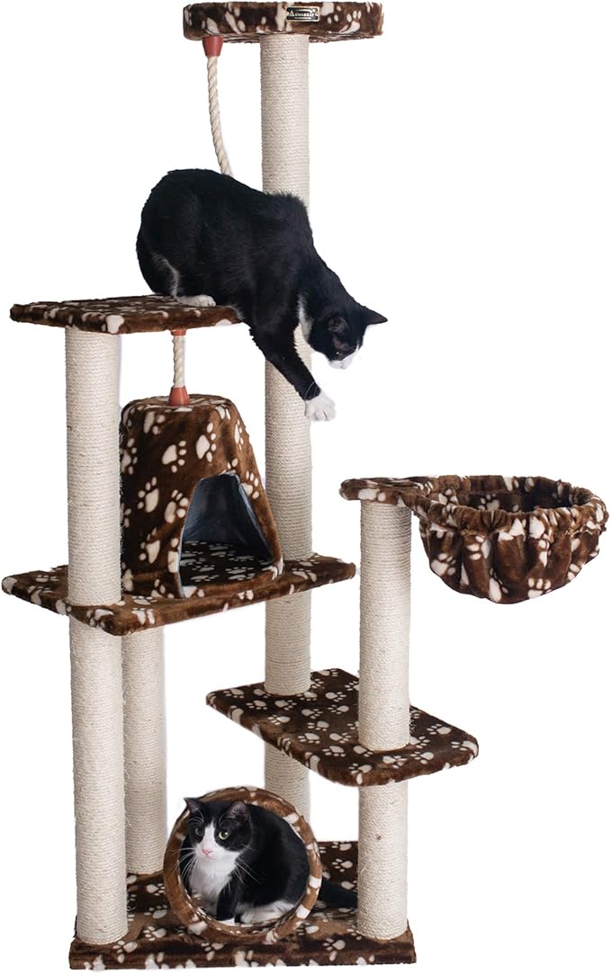 Armarkat Cat Tree Model A6601, Saddle Brwon W/White Paw Print