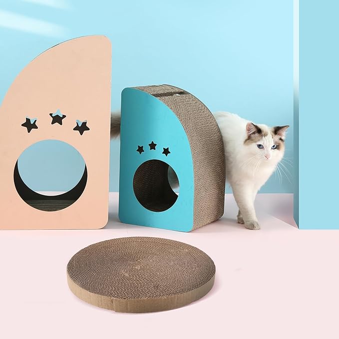 TOYANDONA Replaceable Corrugated Paper Cat Scratching Pad Core, Reusable Round Floor Scratching Board for Indoor Kittens, Natural Sturdy Replacement Scratcher for Cat Beds and Furniture