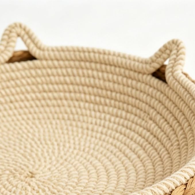 Asixxsix Cat Scratcher, Circular Cat Scratcher Bed with Breathable Mat and Small Ears Design, for Indoor Cats to Scratch Play and Lounge, Furniture Protector for Sofa Chair (L)