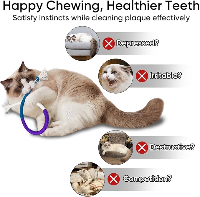 4 Pack Interactive Cat Chew Rope Toys - Durable Hand-Woven Cotton Teaser Sticks with Jingle Bells - Safe Teeth Cleaning & Teething Toys for Indoor Cats, Kittens, and Aggressive Chewers