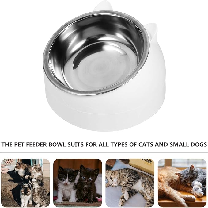 3sets Cat Feeding Watering Supplies Elevated Cat Bowls Accessories Pet Eating Bowl Microwave Dishwasher Safe
