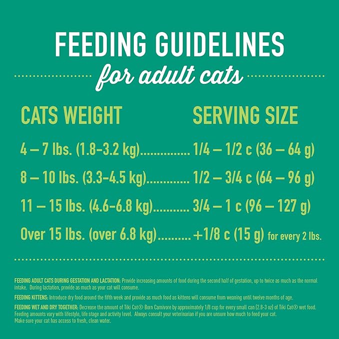 Tiki Cat Born Carnivore Indoor Health, Trout & Menhaden Fish Meal, Grain-Free Baked Kibble to Maximize Nutrients, Dry Cat Food, 6 Lbs. Bag