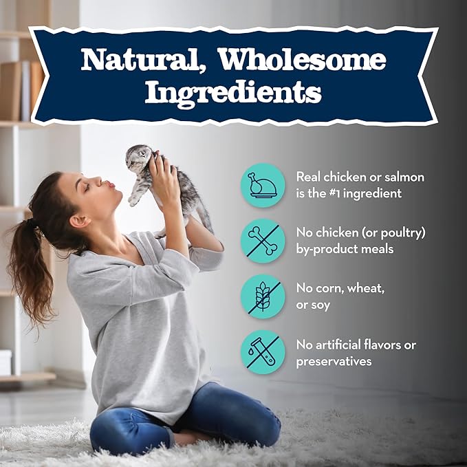 Blue Buffalo Baby Blue Natural Kitten Wet Cat Food Paté Variety Pack, Healthy Growth Formula with DHA, High-Protein & Grain-Free, Chicken and Salmon Recipes, 3-oz Cans (6 Count, 3 of Each)