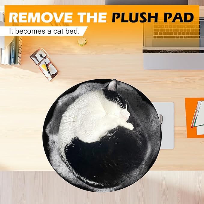 AQQHSAIN Cat Desk Bed Clamp Mounted Cat Hammock for Desk Space Saving Desktop Attachment Perch with Comfortable Soft Bed Elevated Pet Bed for Work Home Office Study Room