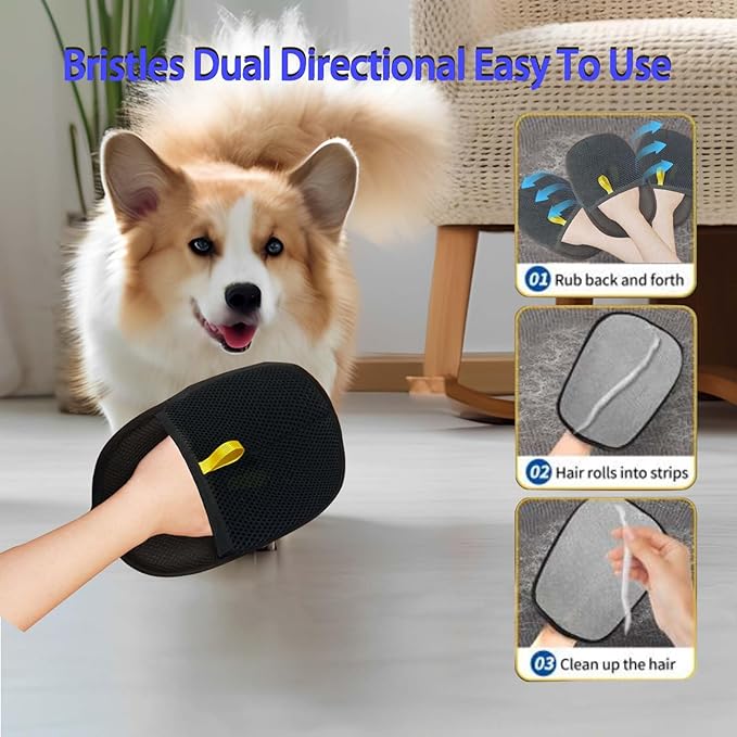 Veri dian Pet Hair Removal Glove for Dogs & Cats, Magic Brush Pet Hair Remover Tool, Reusable Magic Brush Pet Hair Remover Glove for Cats & Dogs for Clothing, Couch, Carpet, Car Seat