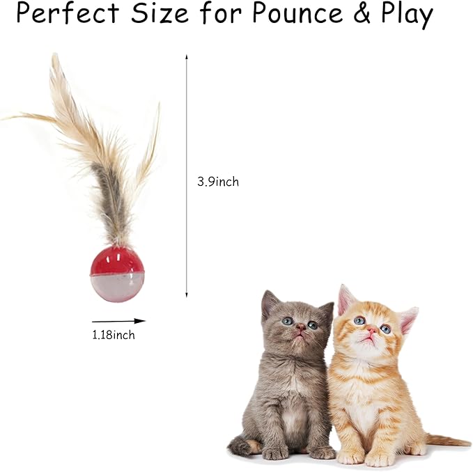 Fruit-Shaped 4-Pack Cat Ball Toy with Natural Feathers, Feather Cat Toy for Indoor Cats and Playful Kittens, Fun Exercise & Play