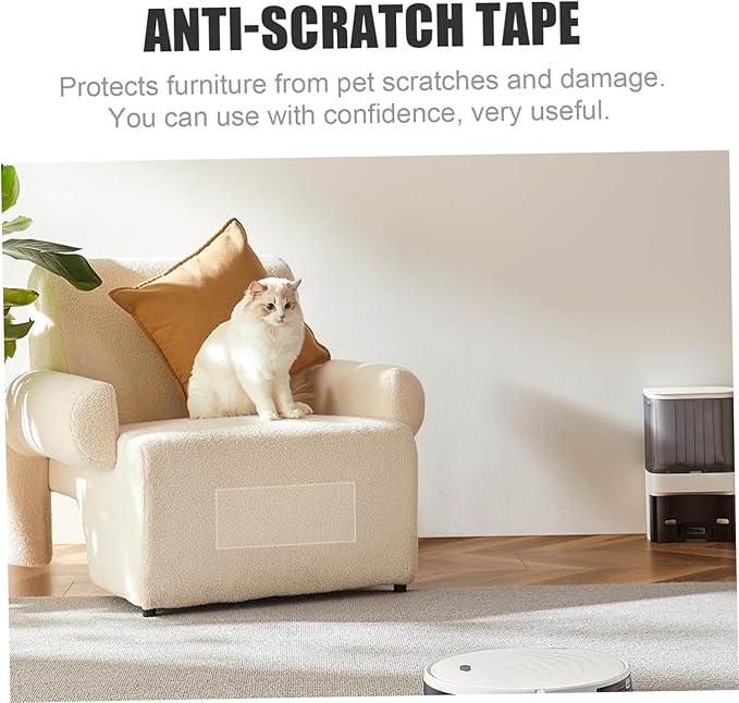 Gatuida 1roll Cat Scratch Protector Tape Transparent Heavy-Duty Adhesive for Furniture Easy to Cut Safe for Pets and Humans for Sofas and Beds