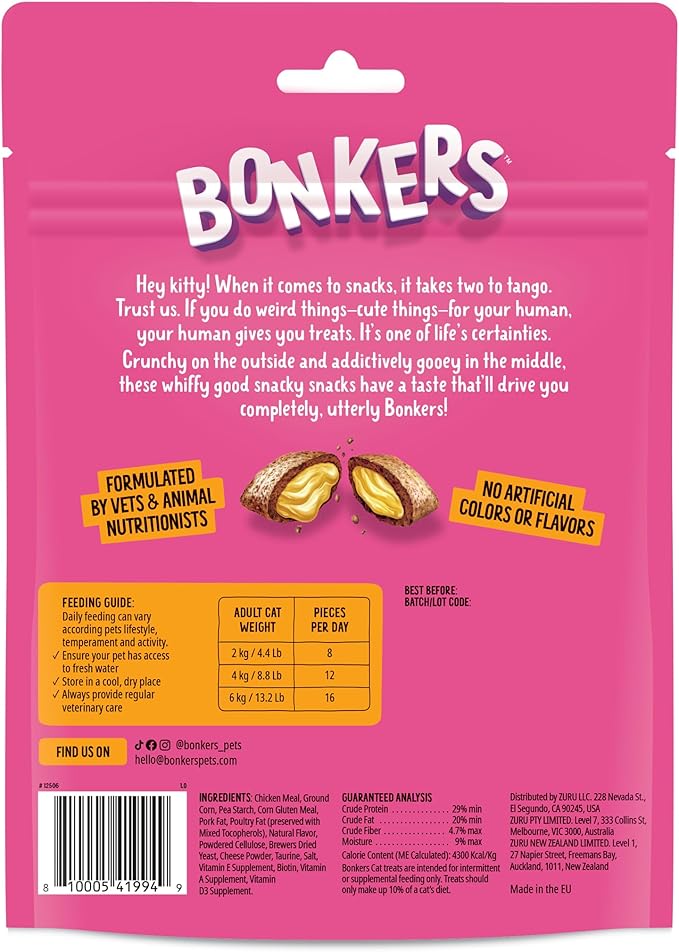 Bonkers Cat Treats Paw Lickin' Chicken Flavor 6.3 OZ / 180 G (5 Pack)