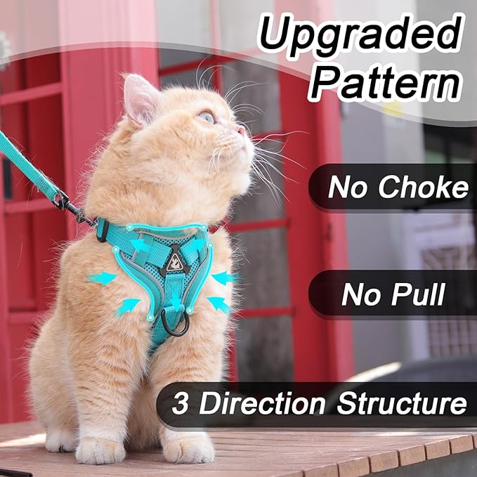 Vest Harness Leash Set for Small Dog Large Cat, Escape Proof Adjustable Jacket with Lead for Puppy Fat Cat Outdoor Walking, Soft Breathable Mesh Coat with Reflective Strip, XL Green
