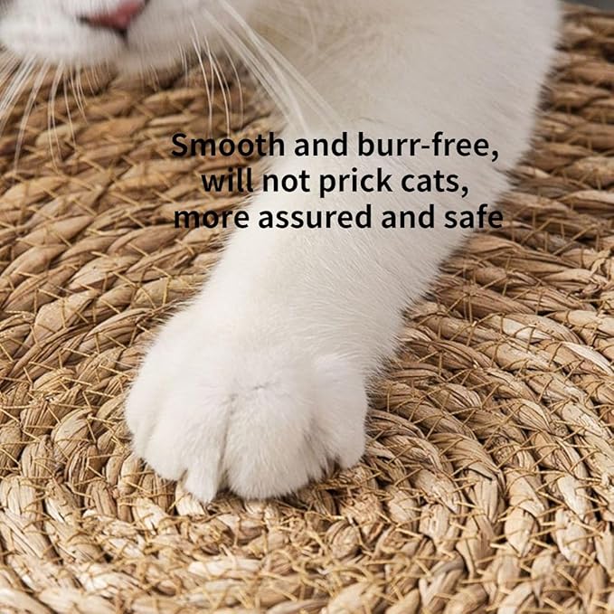 Cat Bed, Straw Woven Cat Baskets Bed, Round Wicker Cat Basket Nest, Non-Slip Cozy Kitten Bed for Cats Small Dog (Only Nest,Large)