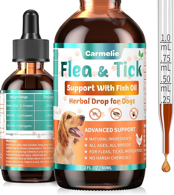 Flea and Tick Support Bundle for Dogs and Cats – Oral Flea Drops for Cats + Flea Drops for Dogs – Natural Flea Prevention for All Breeds & Ages
