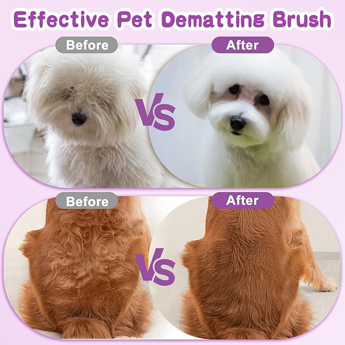 Pet Grooming Brush for Dogs and Cats, Effectively Reduces Shedding by Up to 96%, Self-Cleaning, Long or Short Hair Remover for Small Dogs & Cats(Pink)