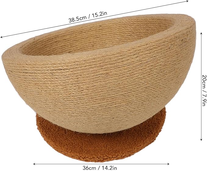Zerodis Cat Scratcher, Sisal Hemp Cat Scratching Board Circular Concave Design Bed Hammock Bowl Shape 2 in 1 Pet Scratching Post Furniture Protector for Couch 14.2x15.2x7.9in (Tilted Style)