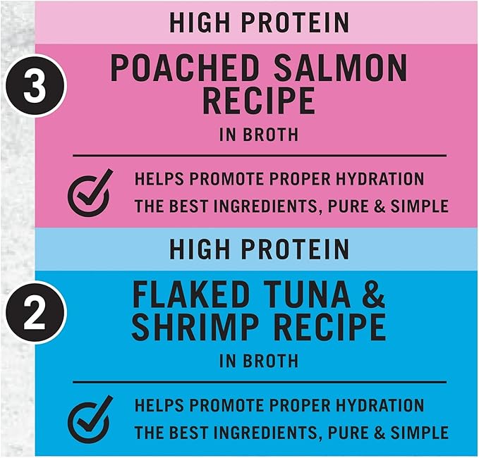 Pure Balance Gourmet Cat Treat Starters, Salmon, Tuna & Shrimp Variety Pack, Wet Cat Treat Topper, High Protein, 5 Count, 1.4 oz Pouches (4-Pack)