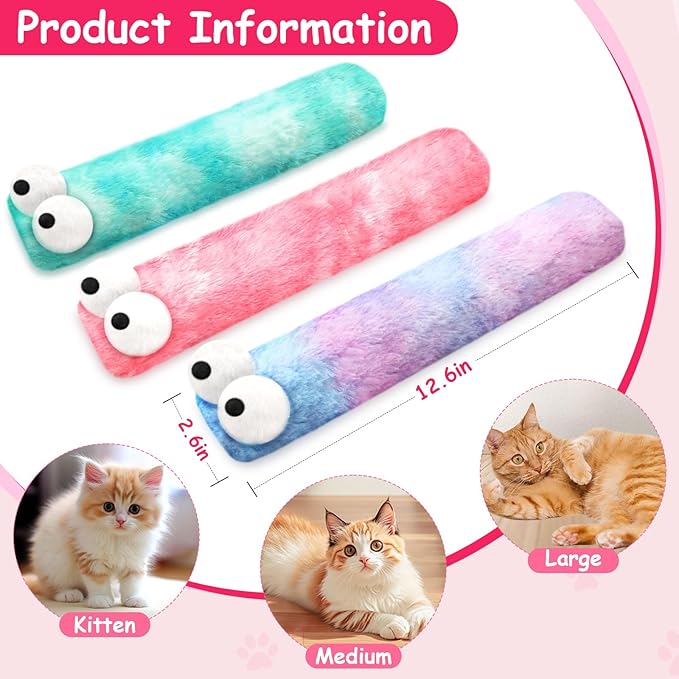 Cat Toys Pillows, 3 Pack Cat Kicker Toy for Kittens and Adult Cats, Soft and Durable with Catnip Inside, Interactive Catnip Toys for Anxiety Relief and Promotes Exercise (12.6 Inches)