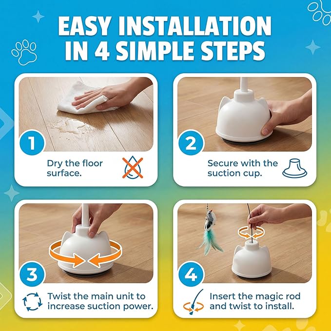 2 in 1 Electric Cat Wand Toy Interactive Cat Toys for Indoor Cats 360° Flying Bird Cat Toy, 2-Speed Fly Cat Chase Toy Automatic Cats Toys with Self ON/Off Suction Cup Electric Cat Teaser Wand
