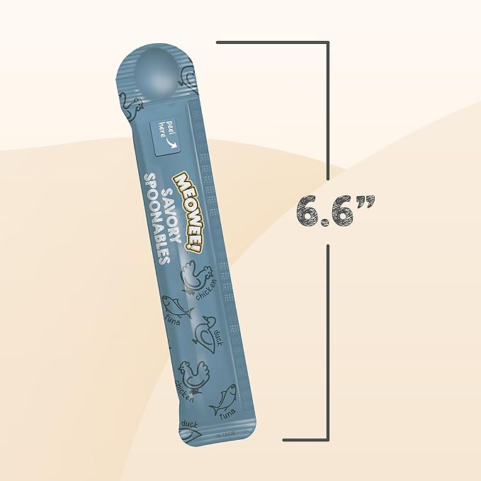 MEOWEE! Savory Spoonables with Real Tuna, Chicken & Duck, 8 Count Tube, Triple Flavor Squeezable Lickable Wet Treats for Cats with Built-in Spoon for Less Mess (Pack of 2)