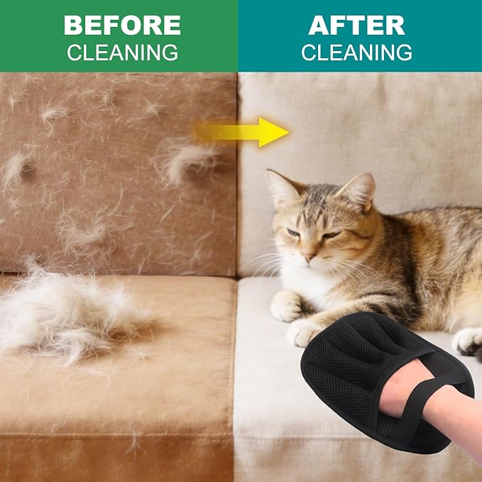 Pet Hair Removal Glove for Cats and Dogs,2Pcs Upgraded Five-Finger Design, Reusable Electrostatic Magic Brush Tool for Laundry, Couch, Carpet, Car Seat