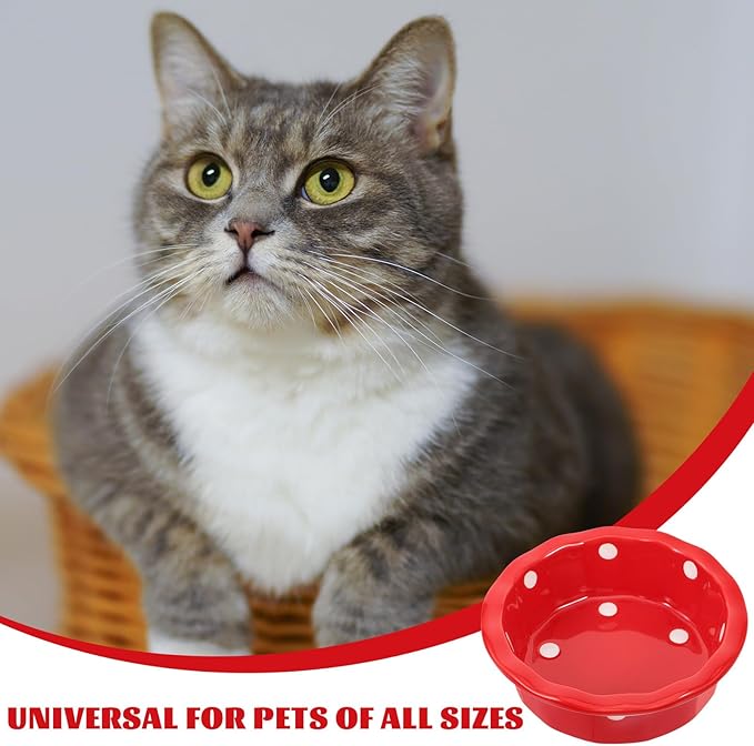 Toyvian Christmas Ceramic Pet Bowl with Red Elk Pattern, Creative Cat and Dog Food Container, Sturdy Ceramic Xmas Dog Bowl for Feeding and Watering Pets