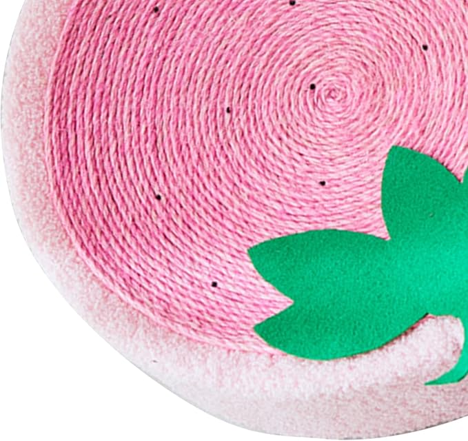 Cat Scratcher Bed Round Sisal Cat Scratcher Cardboard Cat Scratcher Lounge Bed Cat Scratcher Bowl Nest with Cartoon Pattern for Couch Carpets Sofas Protector (Strawberry)