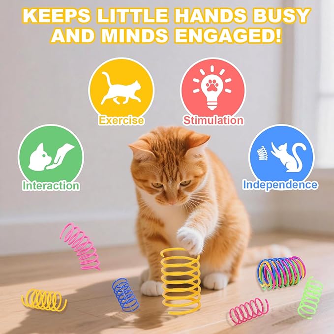 3-Pack Interactive Cat Toys Ball for indoor Cats＆Dog,Automatic Cat Toy with Smart Obstacle Avoidance & Bird Chirps,Includes 8 Cat Spiral Spring,Cat Enrichment Toys for Indoor Cats(Red Blue Orange)