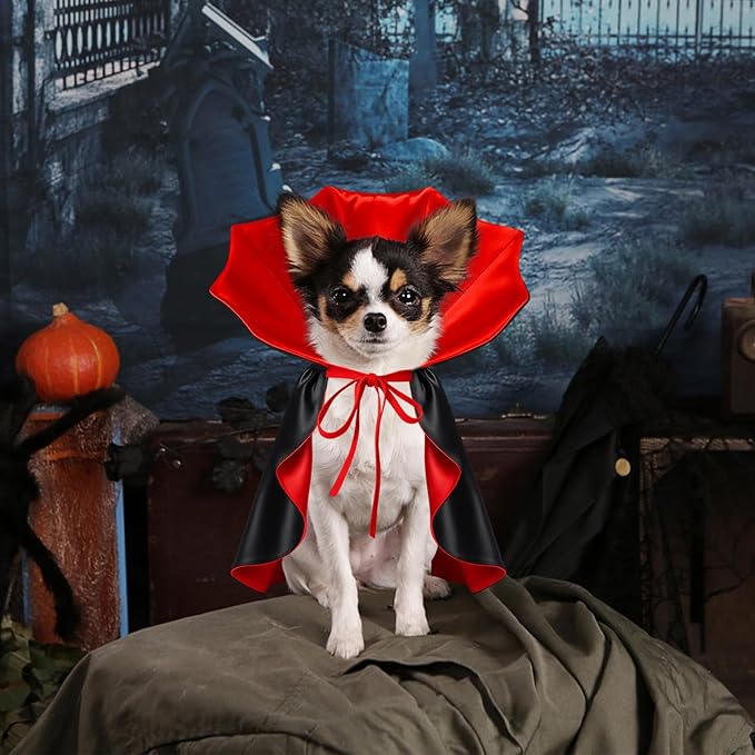 Dog Halloween Costume, Pet Cape for Small Puppy Dogs Cat Funny Red & Black Halloween Costumes with Neck Armor Adjustable Strap Idea for Vampire Party Cosplay (Red, XL)