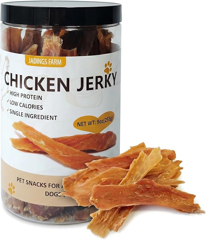 Chicken Jerky Dog Treats, Single Ingredient Real Chicken Breast, 9 oz High Protein Grain Free Training Treats & Dog Chews for Small & Medium Dogs