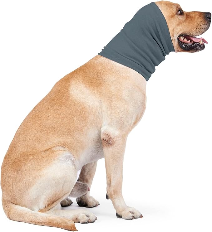 Calming Dog Ear Wrap Snood - Anti-Anxiety, Blow Dry Aid & Hematoma Prevention for Dogs, Pail Lilac+Aqua Blue