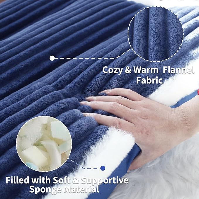 KHONSU PET Dog Couch Sofa Bed with Pillow – Orthopedic Memory Foam Dog Bed for Indoor Use Removable Washable Cover, Supportive Puppy Couch, Blue, L