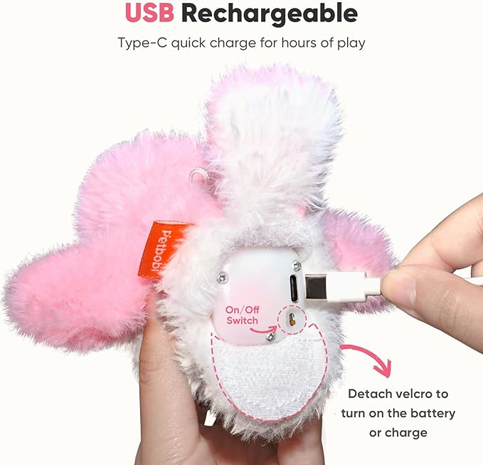 Petbobi Flappy Bird Cat Toy - Realistic Interactive Cat Toy with Sparrow Bird Chirp Tweet Flapping Wings (Non-Flying Design), Rechargeable Motion-Activated Catnip Toys for All Breeds Kittens, Pink