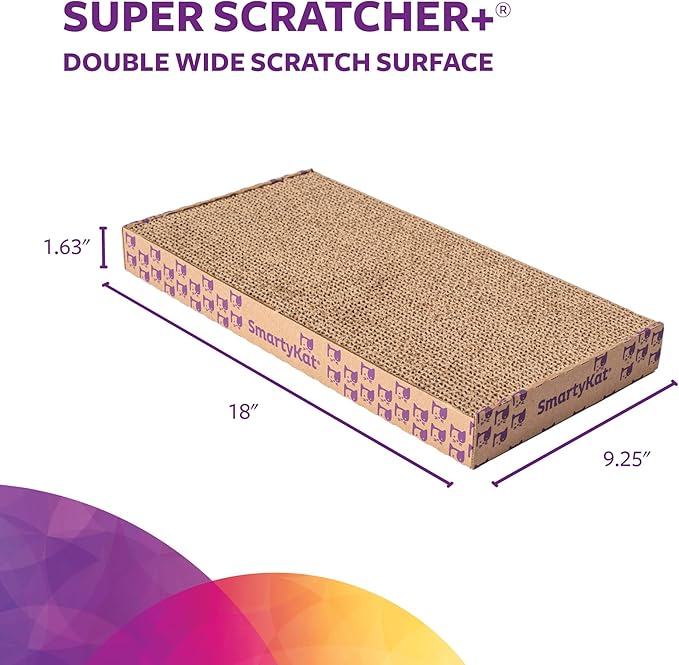 SmartyKat Super Scratcher+ Corrugated Cat Scratcher, Catnip Infusion Technology - Brown, Double Wide