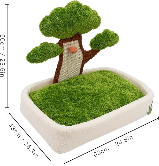 Cat House with Scratch Board, Cat Bed 23.6'' Bonsai Tree with Hanging Ball, Cat Furniture for Indoor Large Adult Cat Activity Tree
