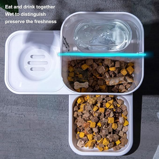 Automatic Cat Feeder Large, Automatic Dog Feeder Gravity, 2 in 1 Pet Set Gravity Water Food Dispenser Stable Supply for Small and Medium Cats and Dogs