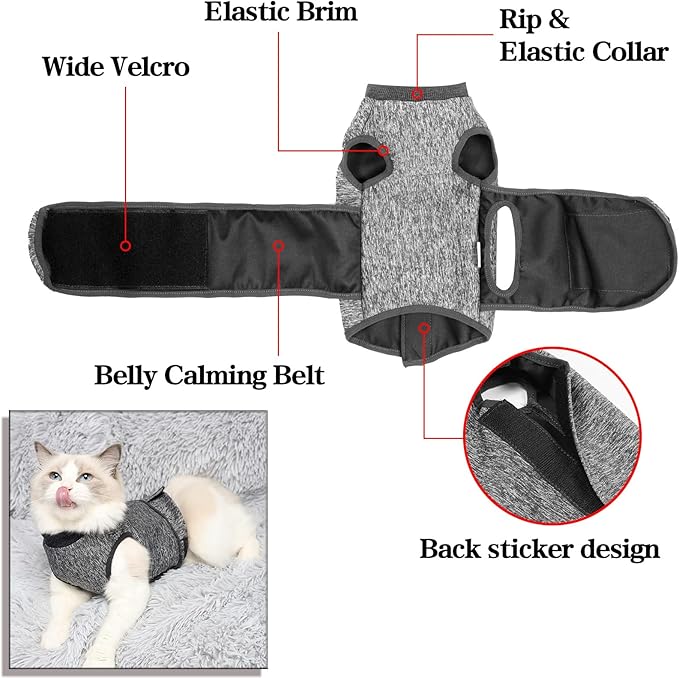 Pet Anxiety Jacket, Calming Vest with Adjustable Hook and Loop for Cats and Dogs, Soft Polyester Cotton Blend Fabric for Stress Relief During Thunder Fireworks and Travel